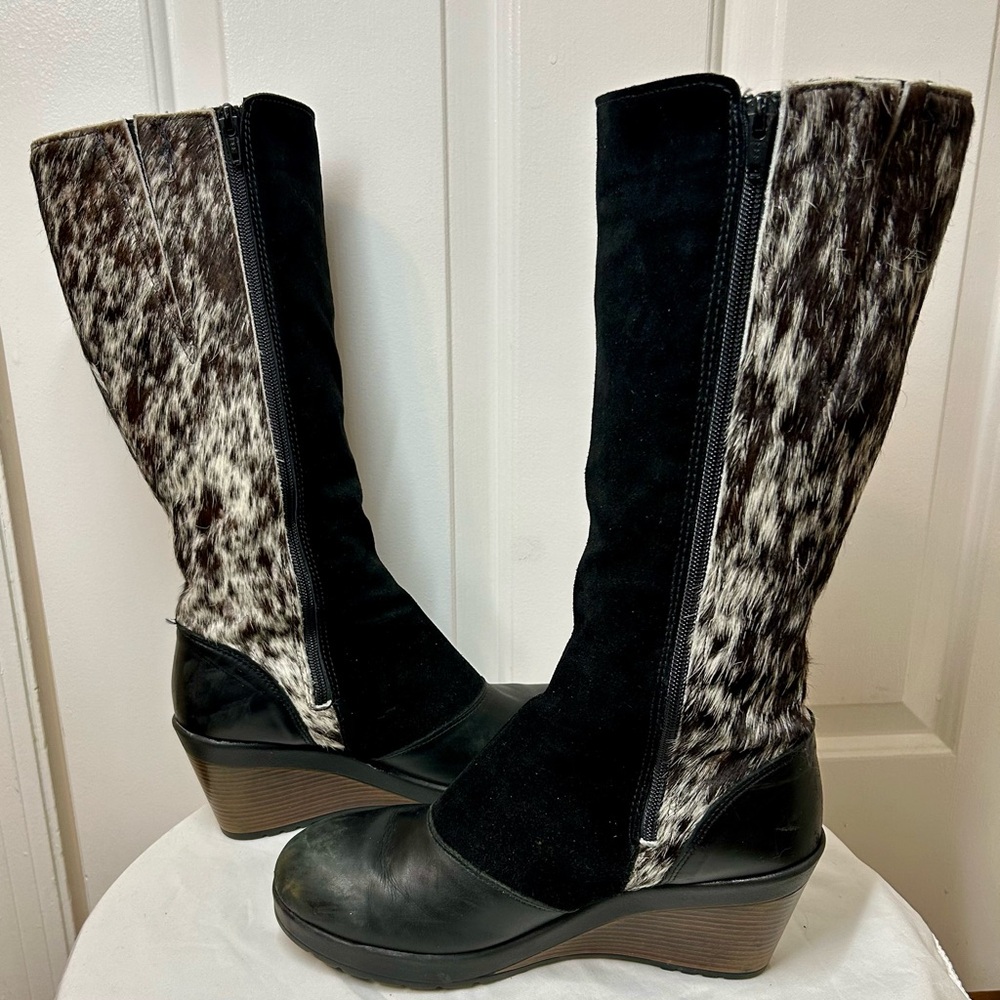 RARE Overland Women's Maria Cowhide Gripper-Sole Boots Sz 41/10.5 Brown Black